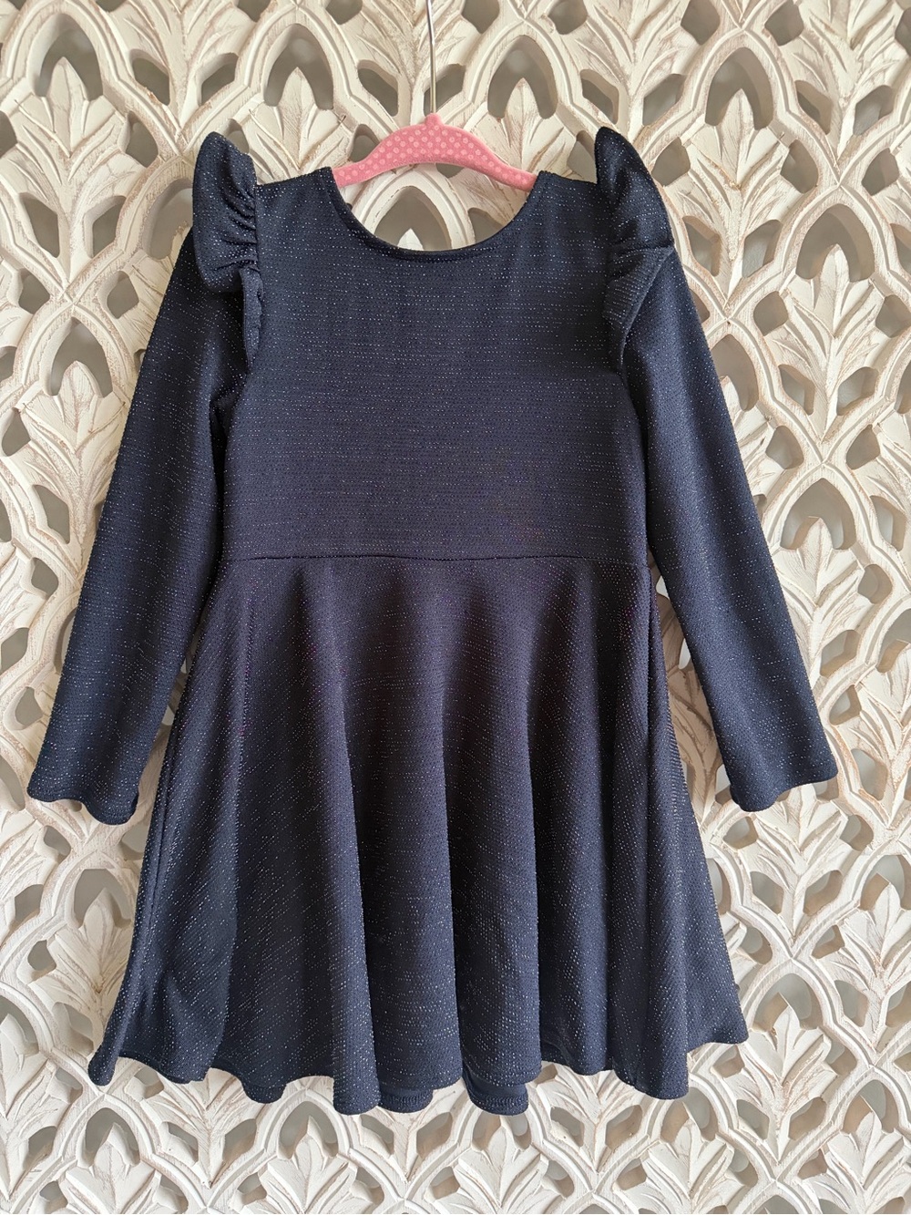 Pippa & Julie Girls Navy Sparkle Ruffle Dress 3T